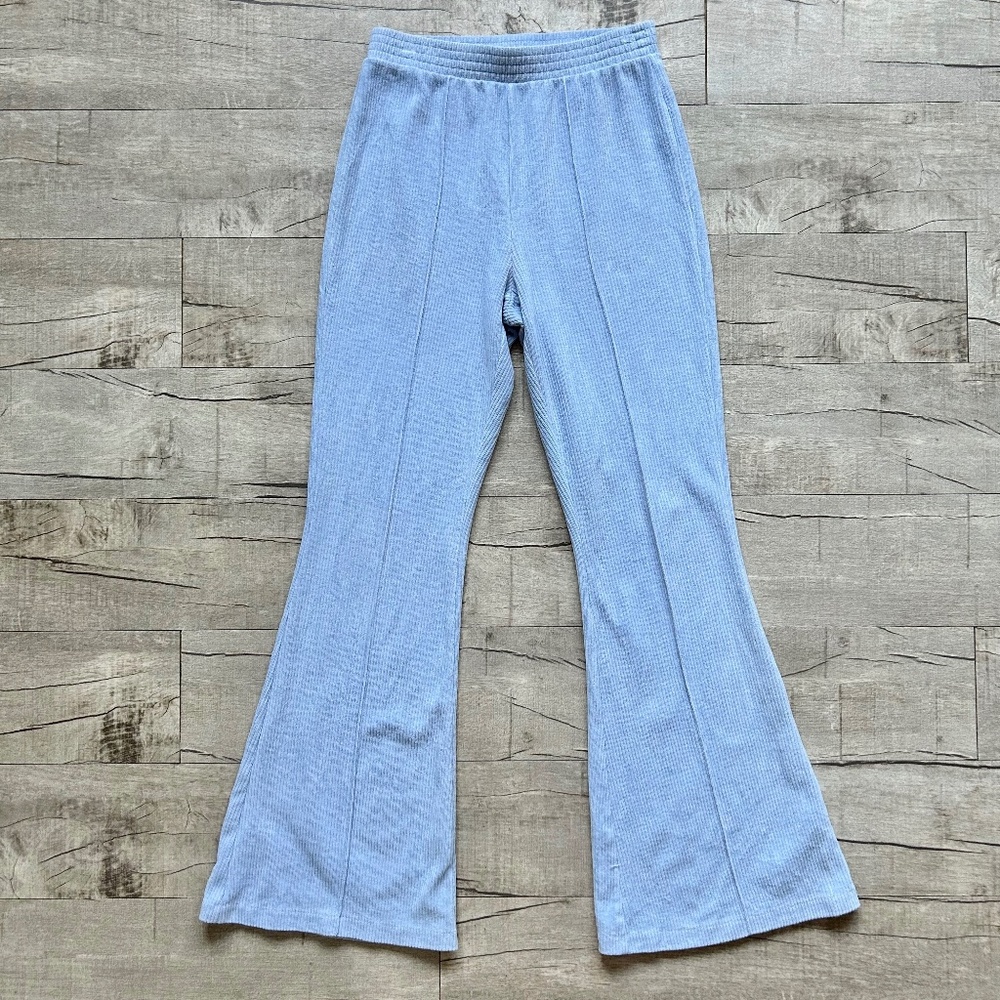 Aerie Groove-On Velour High Waisted Flare Pants Velvet Retro 90s Ribbed Y2K S